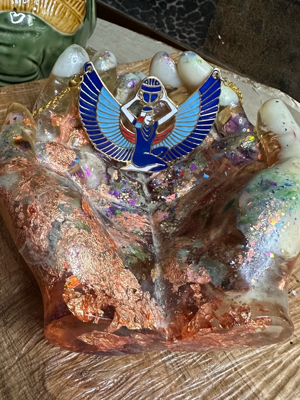 Egyptian Winged Isis Enamel Statement Necklace — Purchased in Egypt